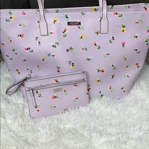 KATE SPADE Lavender Cameron Flower Tote w/ Wallet
